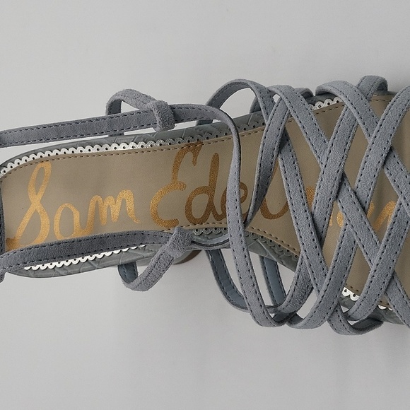 478- Sam Edelman Daffodil Cloud Blue Suede Strappy Block Heel Sandals Sz 9 M NWT - Picture 15 of 15